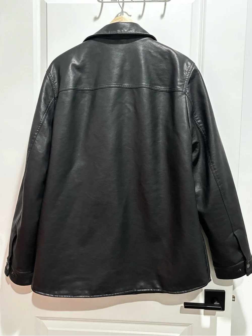 Levi's Black Faux Leather Sherpa-Trim Bomber Jacket